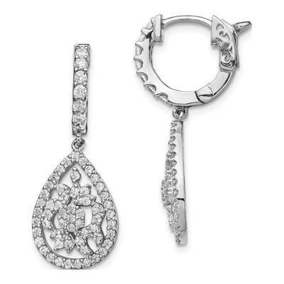 Sterling Silver CZ Teardrop Dangle Earrings