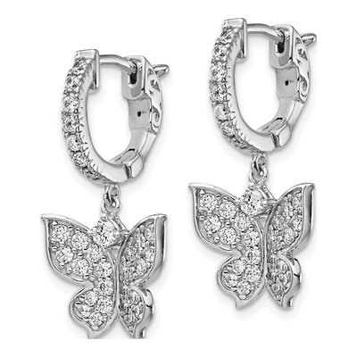 Sterling Silver CZ Butterfly Dangle Earrings – view 3