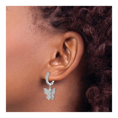 Sterling Silver CZ Butterfly Dangle Earrings – view 4