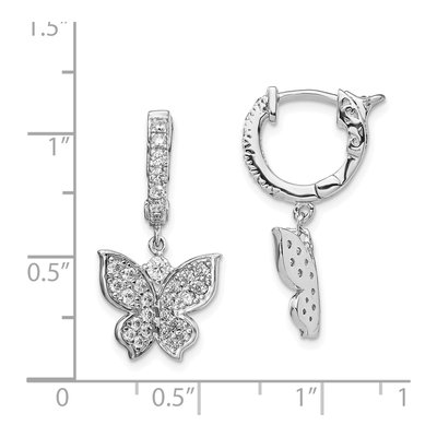 Sterling Silver CZ Butterfly Dangle Earrings – view 5