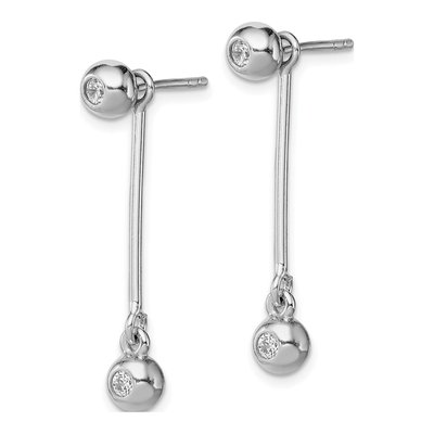 Sterling Silver CZ Front Back Ball Dangle Earrings – view 2