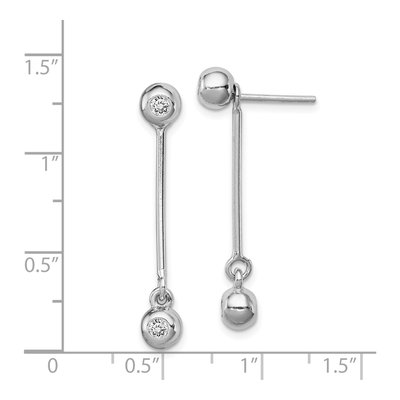 Sterling Silver CZ Front Back Ball Dangle Earrings – view 3