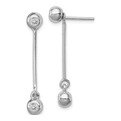 Sterling Silver CZ Front Back Ball Dangle Earrings