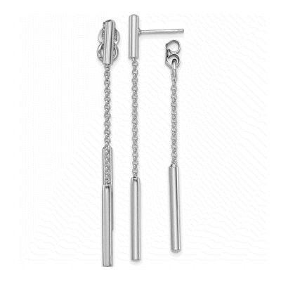 Sterling Silver Bar Front Back Dangle Earrings