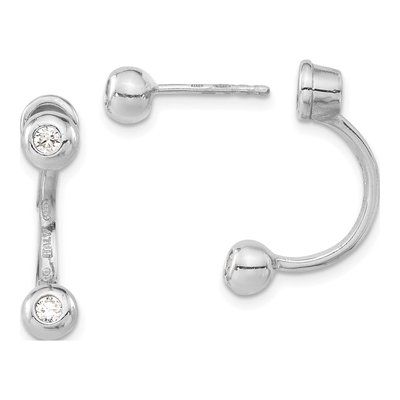 Sterling Silver CZ Front Back Dangle Earrings