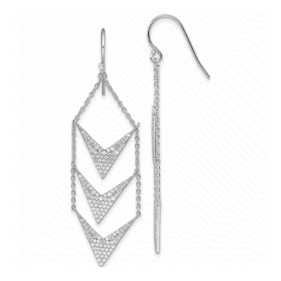 Sterling Silver CZ Dangle Earrings