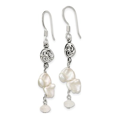 Sterling Silver Freshwater Cultured Pearl Baroque Fancy Dangle Earrings – view 3