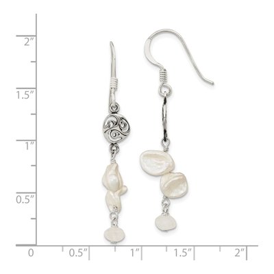 Sterling Silver Freshwater Cultured Pearl Baroque Fancy Dangle Earrings – view 5