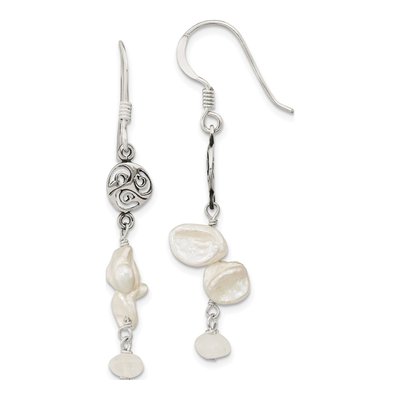 Sterling Silver Freshwater Cultured Pearl Baroque Fancy Dangle Earrings
