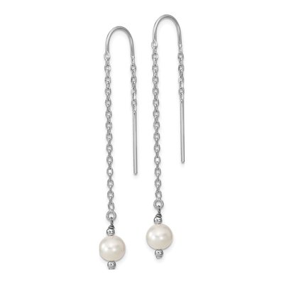 Sterling Silver Freshwater Cultured Pearl Threader Earrings – view 3