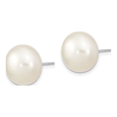 Sterling Silver Freshwater Cultured Pearl Button Stud Earrings – view 3