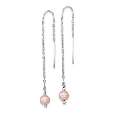 Sterling Silver Pink Freshwater Cultured Pearl Threader Earrings – view 3