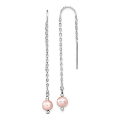 Sterling Silver Pink Freshwater Cultured Pearl Threader Earrings