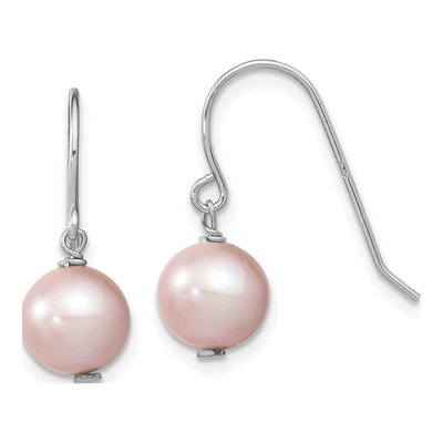Sterling Silver Purple Freshwater Cultured Pearl Dangle Earrings