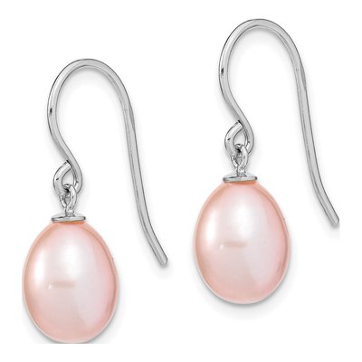 Sterling Silver Purple Freshwater Cultured Pearl Teardrop Dangle Earrings – view 3