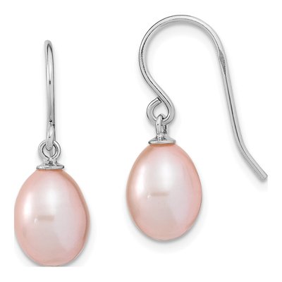 Sterling Silver Purple Freshwater Cultured Pearl Teardrop Dangle Earrings