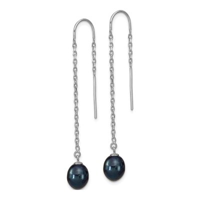 Sterling Silver Black Freshwater Cultured Pearl Threader Earrings – view 3