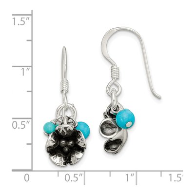 Sterling Silver Howlite Magnesite Flower Dangle Earrings – view 4