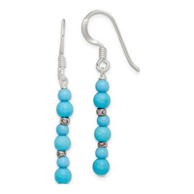 Sterling Silver Dyed Howlite Dangle Earrings