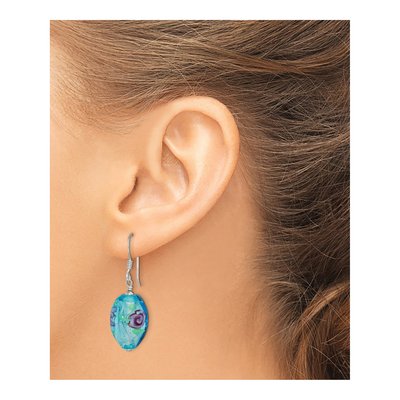 Sterling Silver Hematite Glass Dangle Earrings – view 4