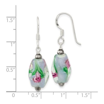Sterling Silver Hematite Glass Dangle Earrings – view 5