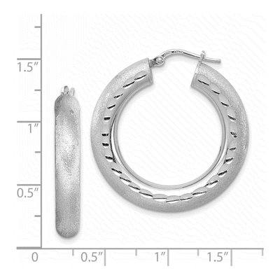 Sterling Silver 31mm Diamond-Cut Hoop Earrings – view 5
