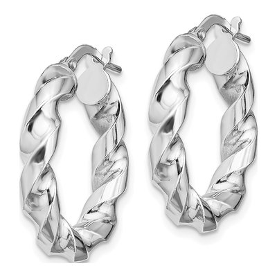 Sterling Silver 14mm Twisted Hoop Earrings – view 3