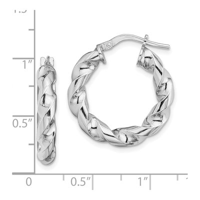 Sterling Silver 14mm Twisted Hoop Earrings – view 5