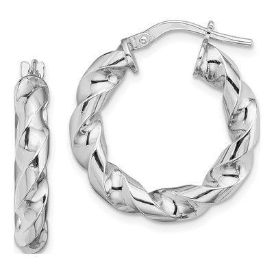 Sterling Silver 14mm Twisted Hoop Earrings