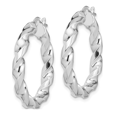 Sterling Silver 20mm Twisted Hoop Earrings – view 3
