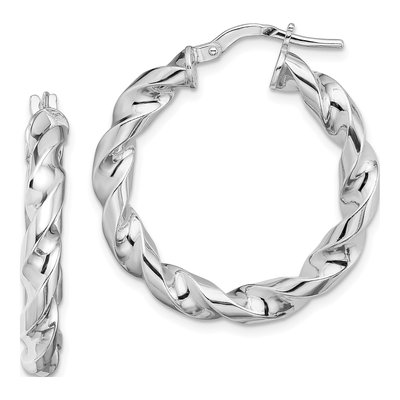 Sterling Silver 20mm Twisted Hoop Earrings
