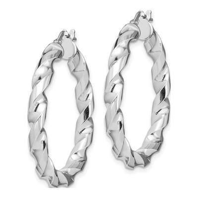 Sterling Silver 25mm Twisted Hoop Earrings – view 3