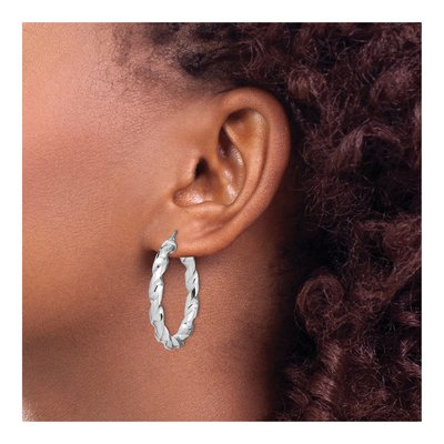 Sterling Silver 25mm Twisted Hoop Earrings – view 4