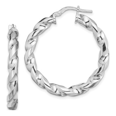 Sterling Silver 25mm Twisted Hoop Earrings