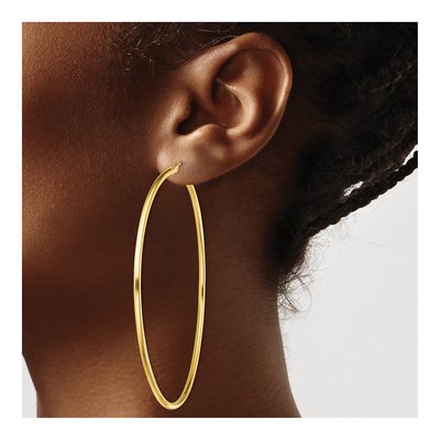 Gold-Plated Sterling Silver 70mm Hoop Earrings – view 4