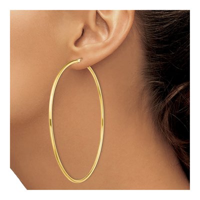 Gold-Plated Sterling Silver 80mm Hoop Earrings – view 4