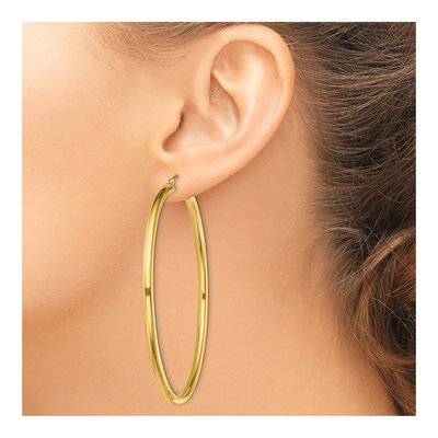 Gold-Plated Sterling Silver 65mm Hoop Earrings – view 4