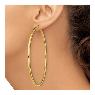 Gold-Plated Sterling Silver 80mm Hoop Earrings – view 4