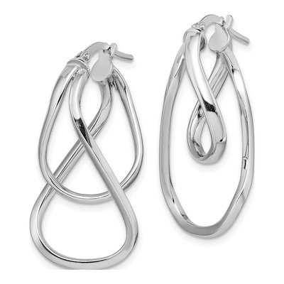 Sterling Silver 32mm Twisted Double Hoop Earrings – view 3