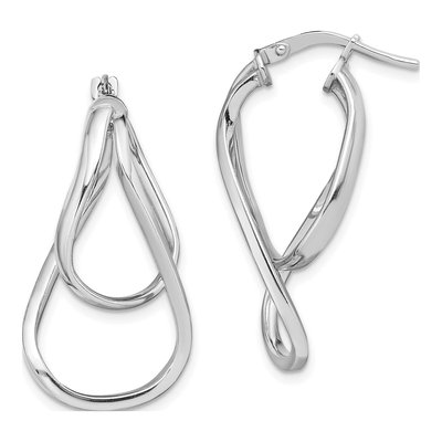 Sterling Silver 32mm Twisted Double Hoop Earrings