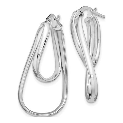Sterling Silver 34mm Twisted Double Oval Hoop Earrings – view 3