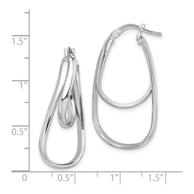 Sterling Silver 34mm Twisted Double Oval Hoop Earrings – view 5