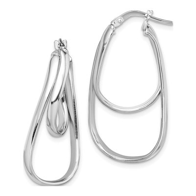 Sterling Silver 34mm Twisted Double Oval Hoop Earrings