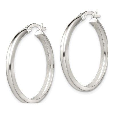 Sterling Silver 31mm Round Hoop Earrings – view 3