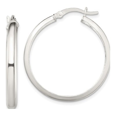 Sterling Silver 31mm Round Hoop Earrings