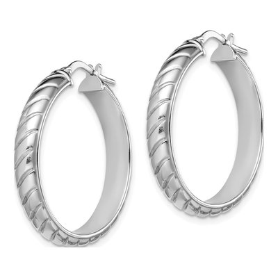 Sterling Silver 25mm Textured Hoop Earrings – view 3