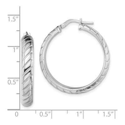 Sterling Silver 25mm Textured Hoop Earrings – view 5