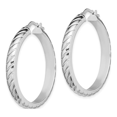 Sterling Silver 30mm Textured Hoop Earrings – view 3