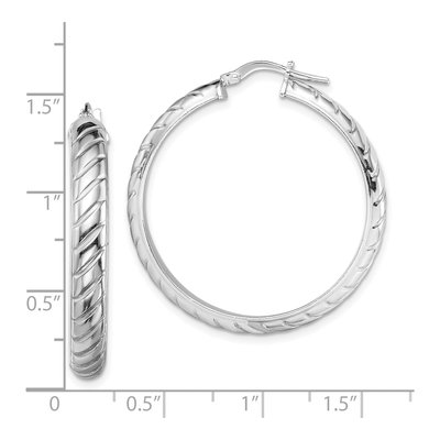 Sterling Silver 30mm Textured Hoop Earrings – view 5