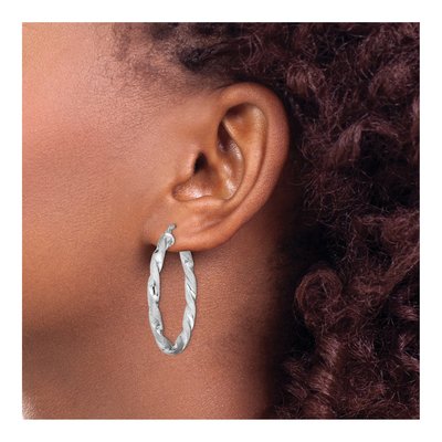 Sterling Silver 38mm Twisted Hoop Earrings – view 4